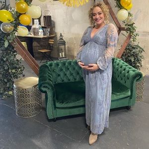 Blue lace maternity dress